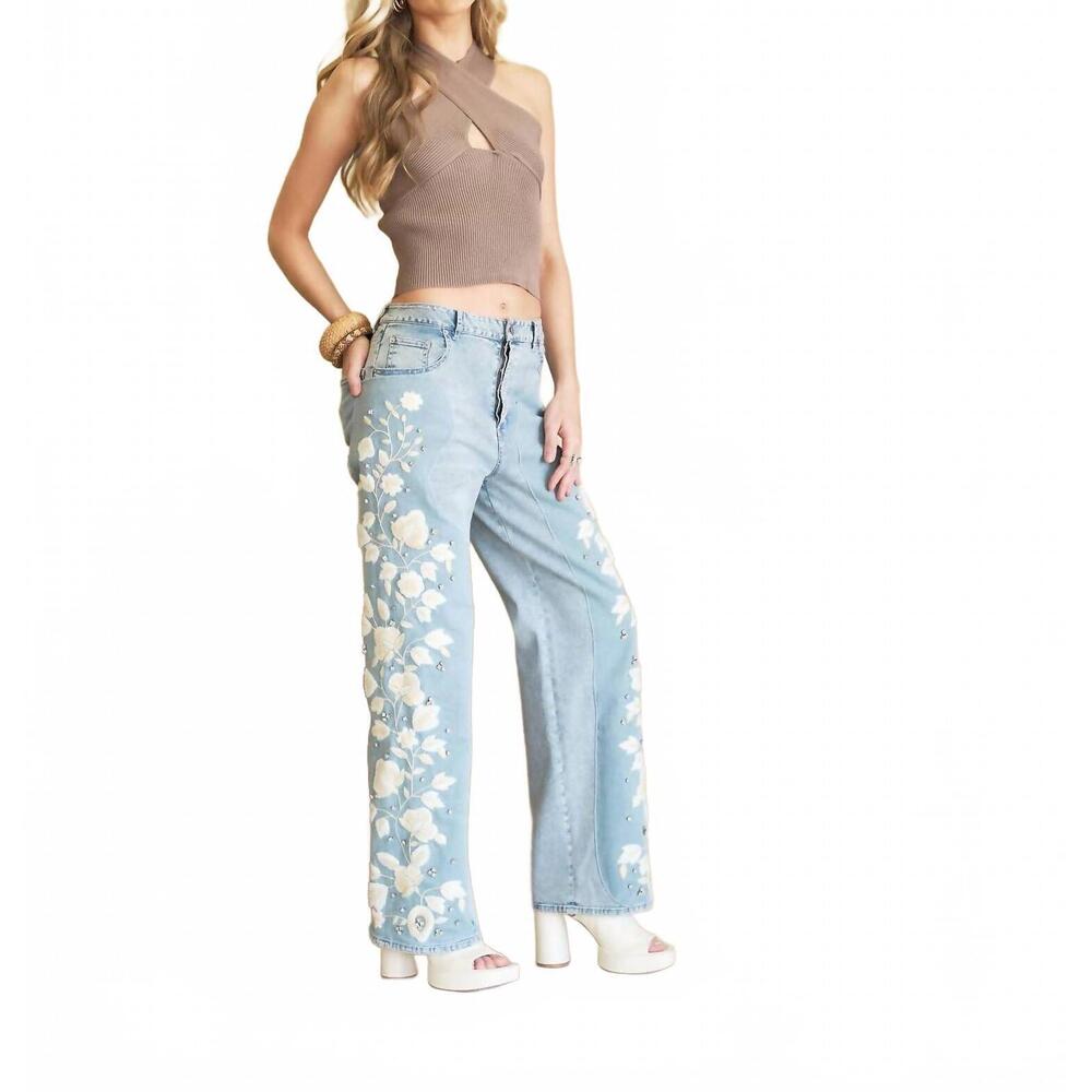 NEW BLUE B ophelia embellished jeans in light wash